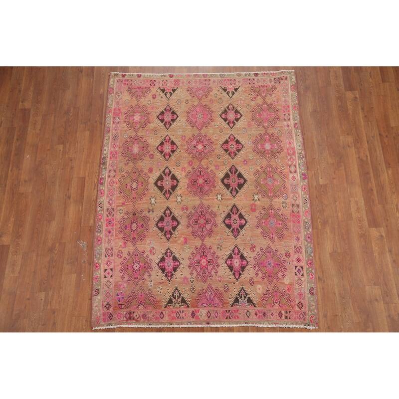 Hand Knotted Oriental 100% Wool Carpet Traditional All-Over Oranges & Rust Sirjan Area Rug - 5' 10'' X 4' 3''