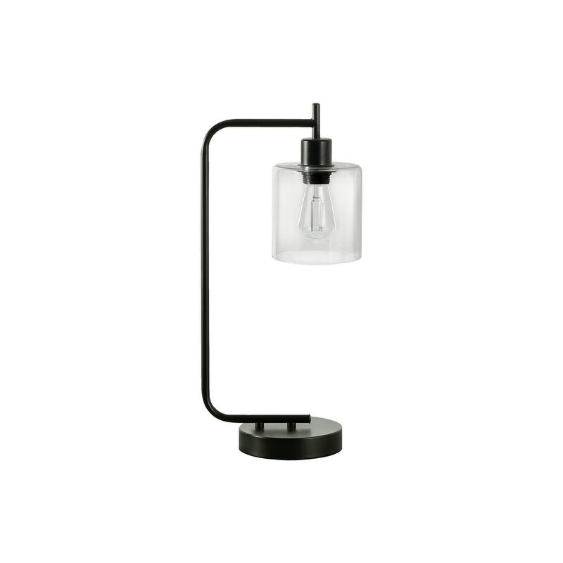 Lighting, 20"h, Table Lamp, Usb Port Included, Black Metal, Glass Shade, Modern