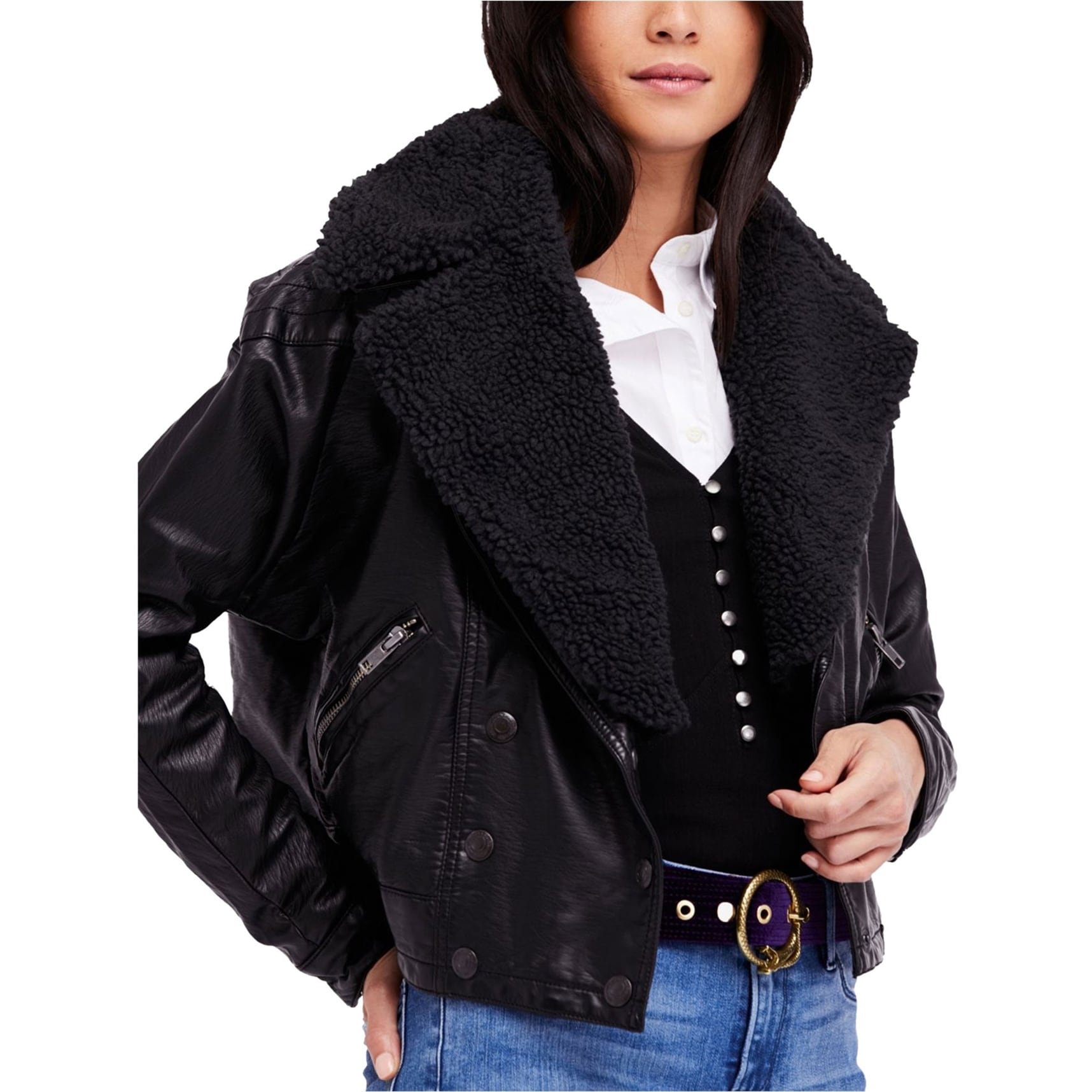 Free People Womens Haley Faux Leather Motorcycle Jacket Black Large Overstock 29421417 Black Large 5.0 out of 5 stars. overstock com