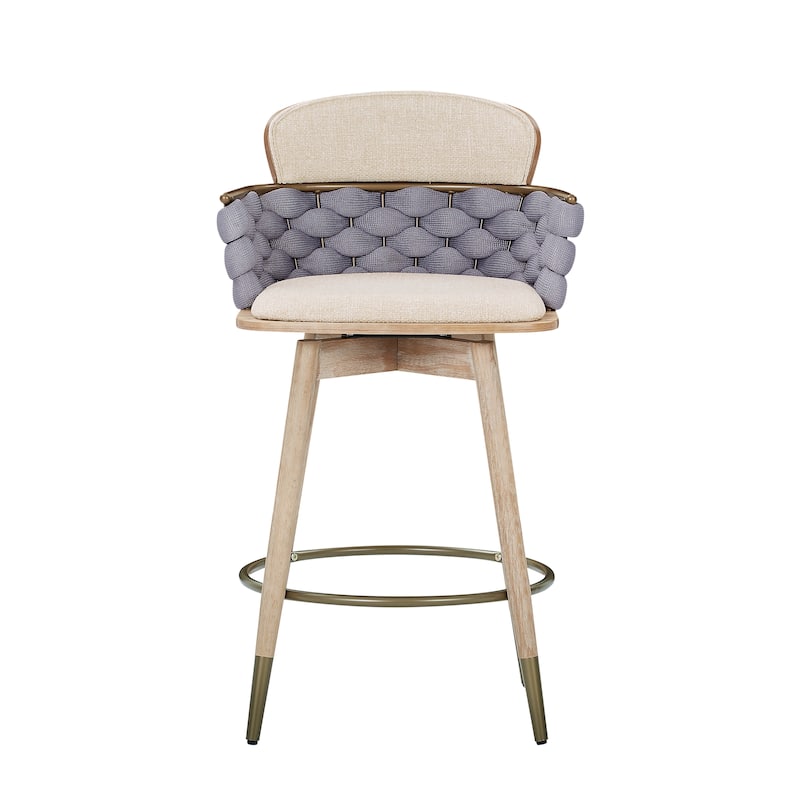 Art Leon Retro Woven and Wood Counter Height Barstool