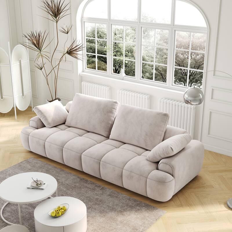 Spacious 3-Seat Suede Couch - Modern Sofa with Eucalyptus Frame, Easy Assembly, Perfect for Living Room