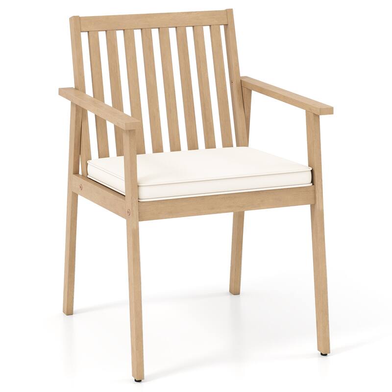 Gymax 2 PCS Patio Dining Chairs w/ Removable Padded Cushion Armrests &