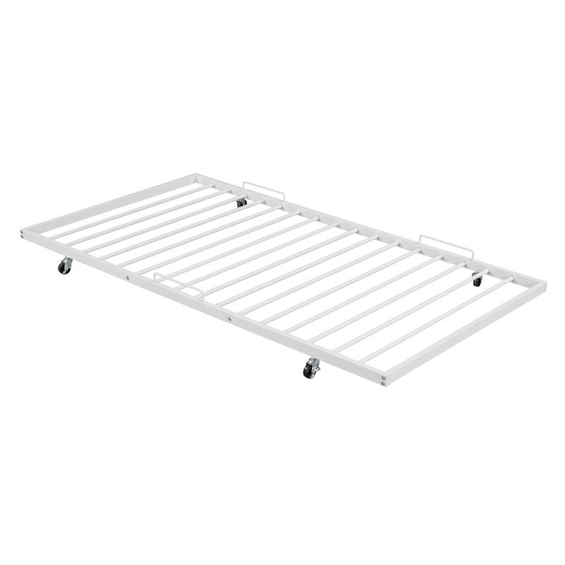 Roomfitters Twin Size Metal Daybed with Curved Handle Design and Twin Size Trundle