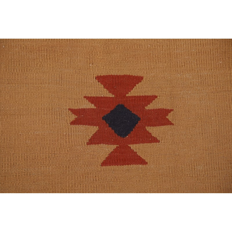 Geometric Kilim Qashqai Persian Area Rug Flatweave Wool Carpet - 5'6" x 7'9"