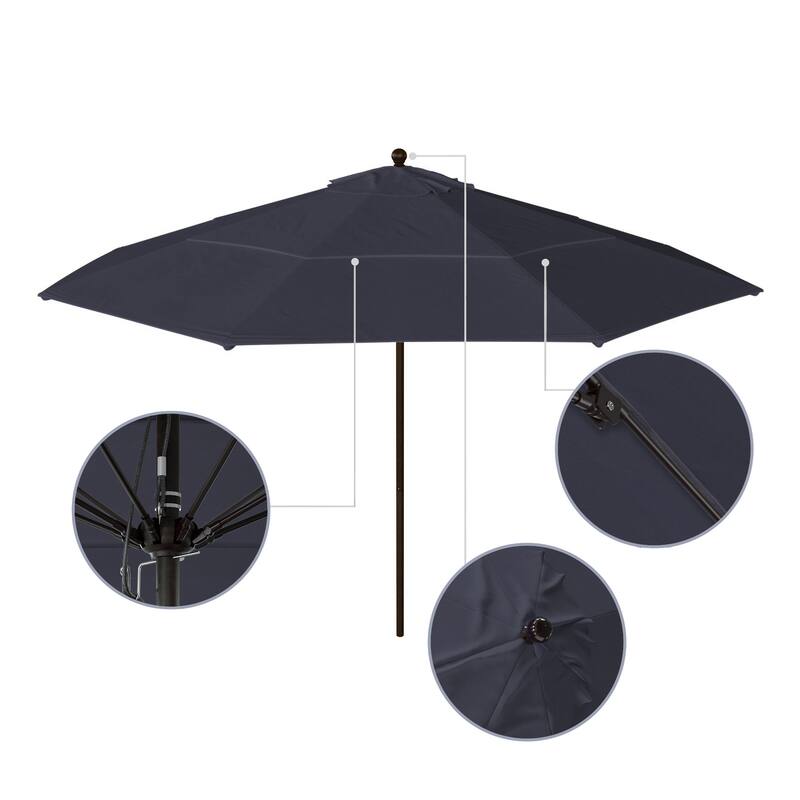 California Umbrella 11' Venture Series Patio Umbrella, Bronze Aluminum Pole Fiberglass Ribs Pulley Lift Sunbrella