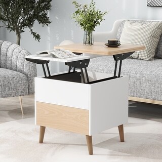 White+Natural Modern Extendable Coffee Table with Lift Top - Bed Bath ...