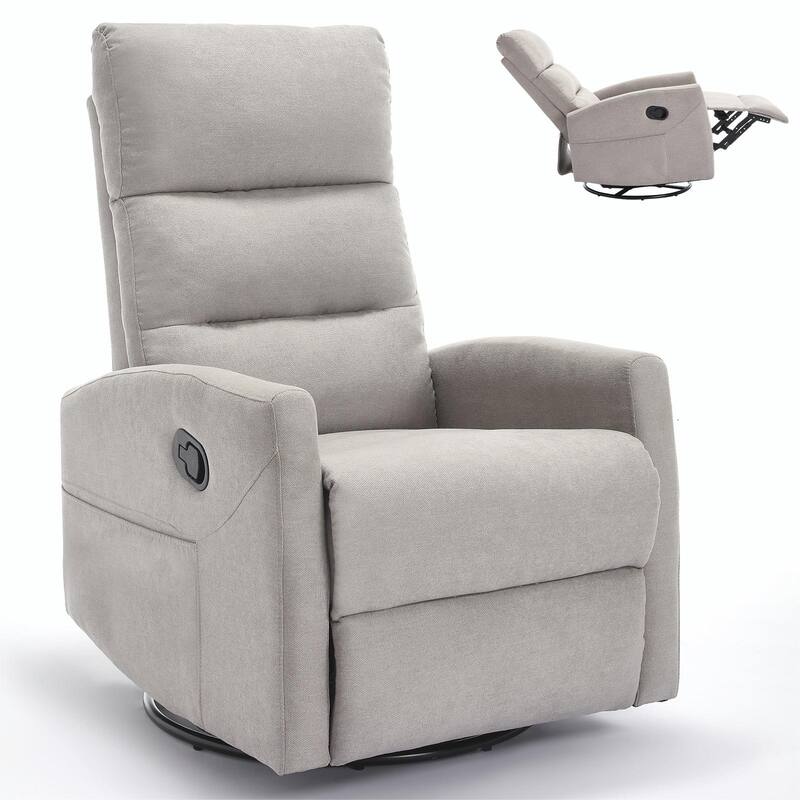 Manual Recliner Chair with Rocker and Swivel in Fabric for Living Room