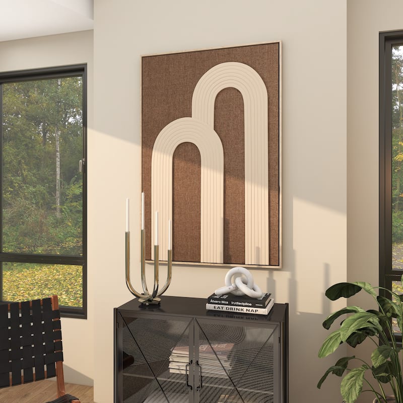 Polyester Geometric Living Room Wall Decor with Tan Layered Arches - Brown - Roche River Decor