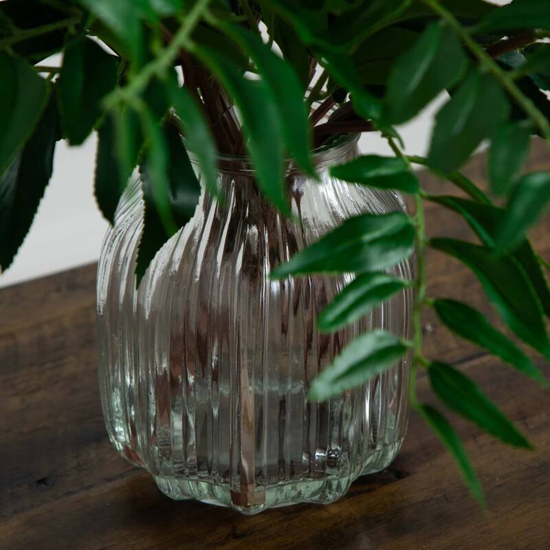 Palmate Fern Artificial Arrangement with Glass Vase - 20" - Green