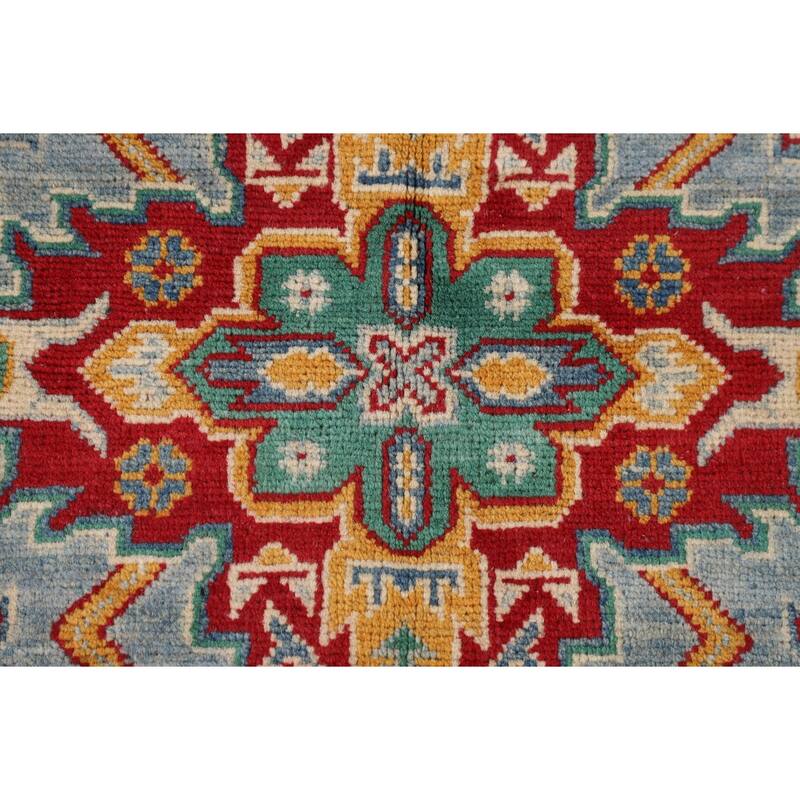 Light Blue Oriental Kazak Area Rug Hand-Knotted Wool Carpet - 4'0" x 6'0"