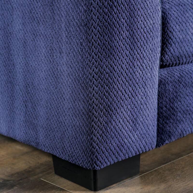 Slaren Transitional Navy Microfiber Padded 2-Piece Sectional and Chair Set by Furniture of America