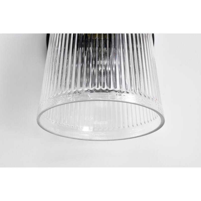 Grayson 1 Light Vanity Matte Black Finish Clear Ribbed Glass - Matte Black