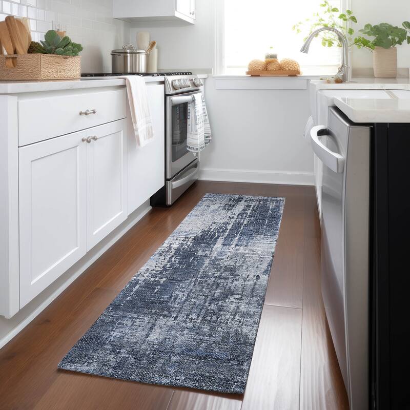 Machine Washable Indoor/ Outdoor Chantille Abstract Ombre Rug