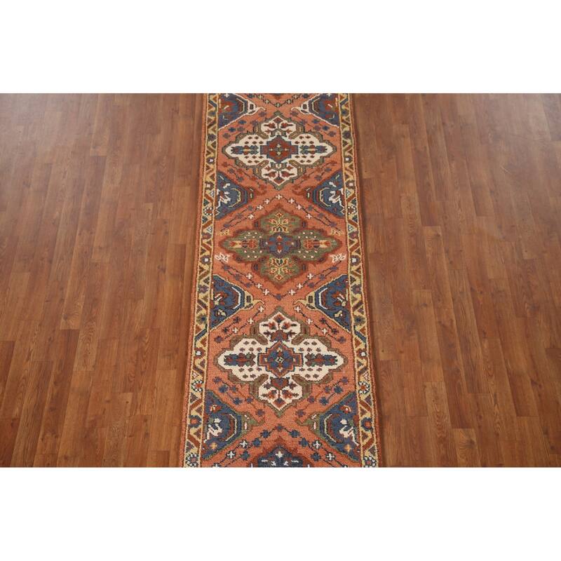 Geometric Kazak Indian Runner Rug Handmade Wool Carpet - 2'6"x 9'10"