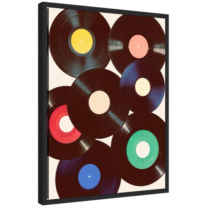 Kate and Laurel Sylvie Retro Vinyl Framed Canvas by Honey Island Studio - 18x24 - Black