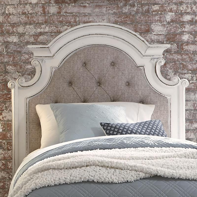 Magnolia Manor Antique White Weathered Bark Twin Uph Panel Headboard