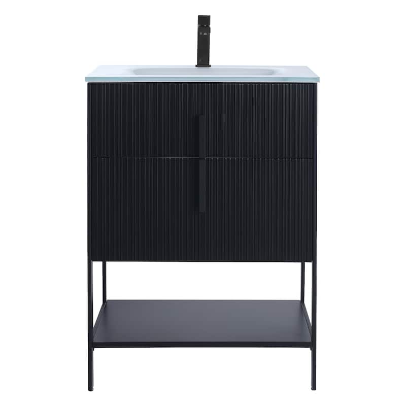 Fine Fixtures Serenity Modern Bathroom Vanity with White Glass Top