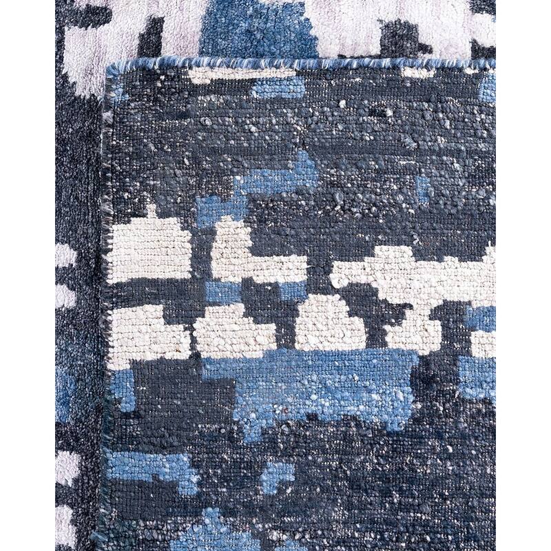 Modern One-of-a-Kind Handmade Area Rug, Blue - 9' 1" x 12' 1"