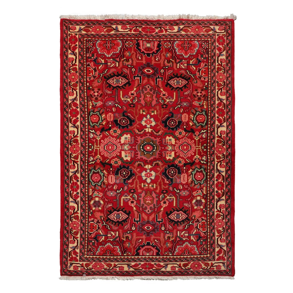 3'5''x5'2'' Hand Knotted wool Red Abadeh Traditional Rug - 3' 5'' x 5' 2''