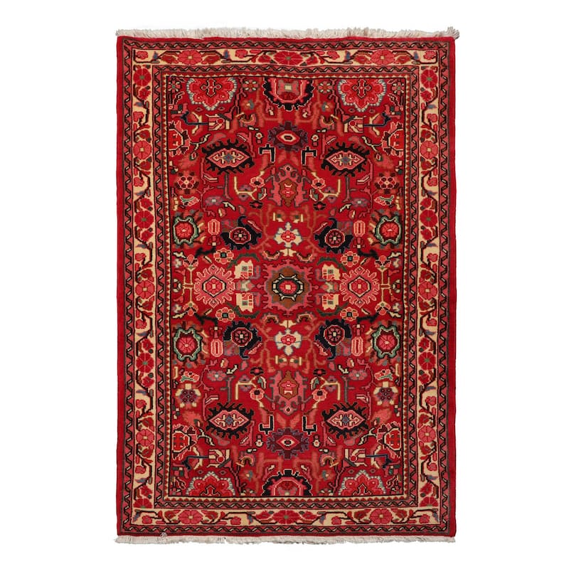 3'5''x5'2'' Hand Knotted wool Red Abadeh Traditional Rug - 3' 5'' x 5' 2'' - 3' 5'' x 5' 2''