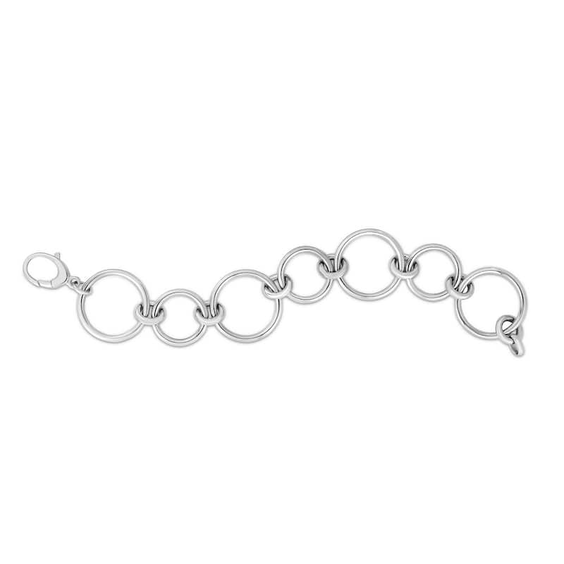 Curata 925 Sterling Silver 18" Polished Round Link Heavy Statement Necklace