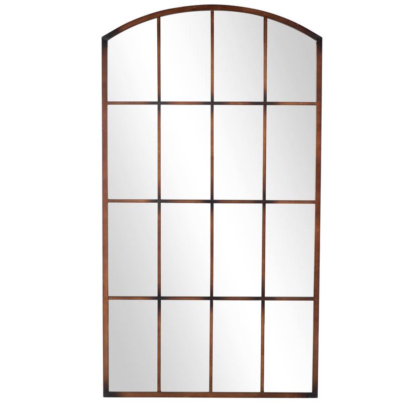 Metal Window Pane Inspired Grid Room Wall Mirror - Copper, Brown, Black - Roche River Decor