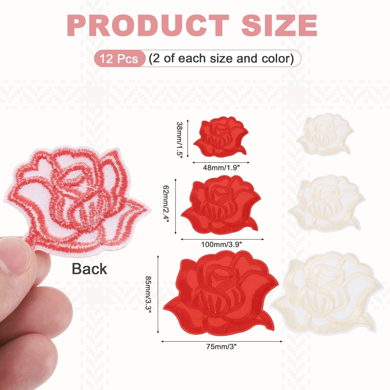 Rose Iron-On Patches, Rose Embroidered Patch Applique Flower Sew on Patch Repair Decoration for Clothing Backpack