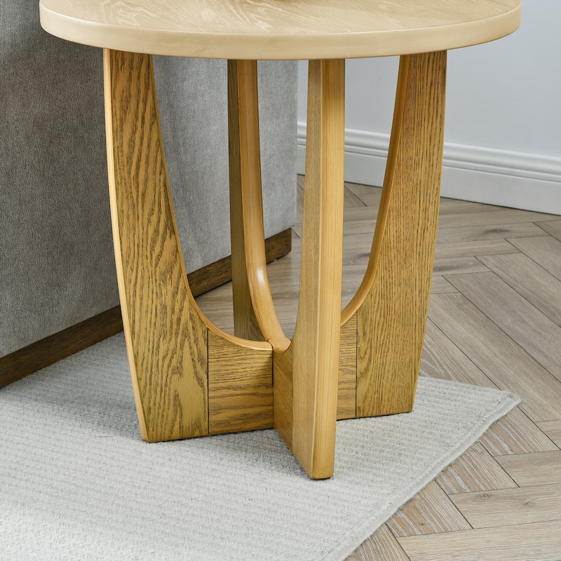 25" Round End Table, Wooden Side Table, Night Stand for Living Room ,Reception Room
