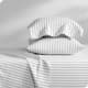 Bare Home Velvety Soft Cotton Flannel Deep Pocket Sheet Set - Queen - Ticking Stripe - White/Grey
