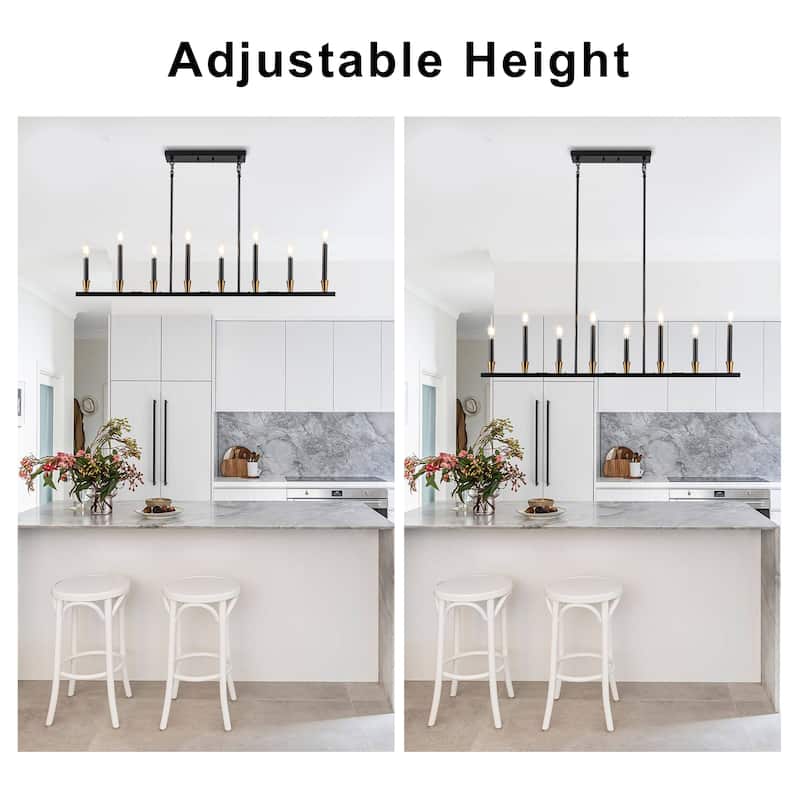 Kitchen Island Lights Linear Farmhouse Chandelier Linear Candle Chandelier - 8-Light