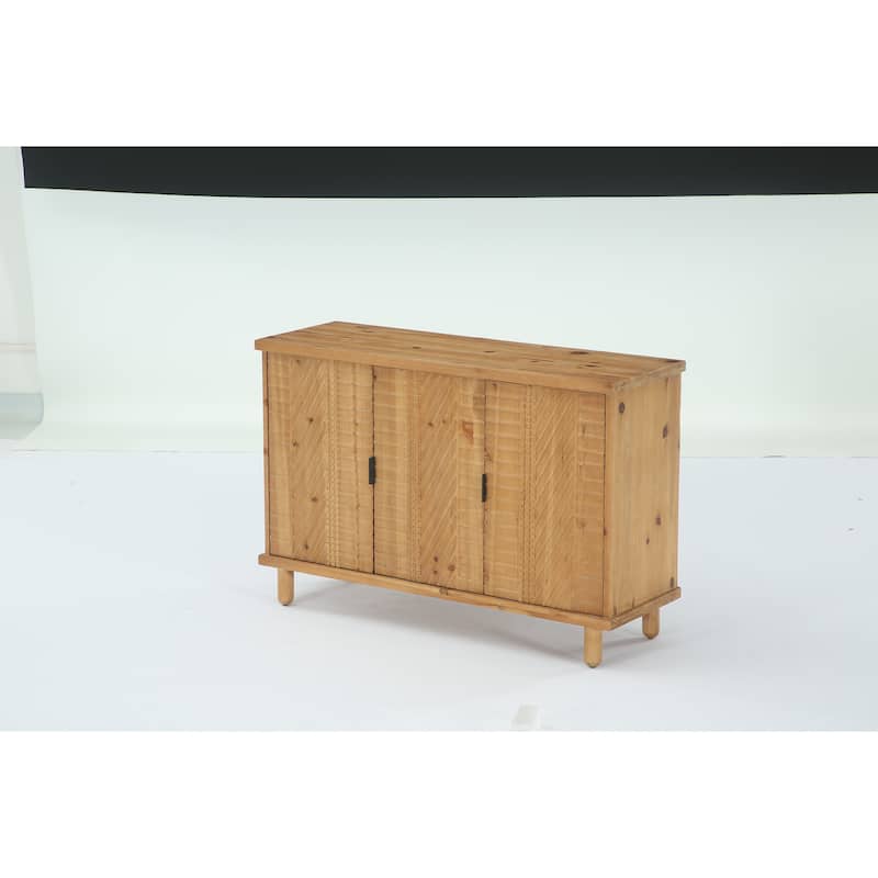 Solid Wood Buffet Cabinet with Storage for Kitchen and Entryway - Natural
