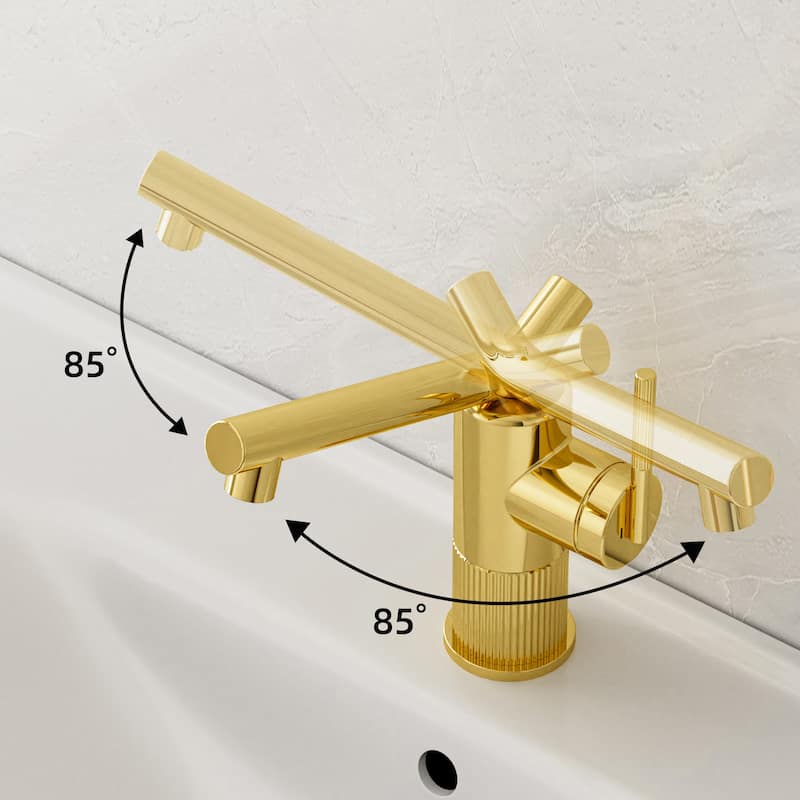 8"H Solid Brass Creative Single Handle Single Hole Bathroom Sink Faucet