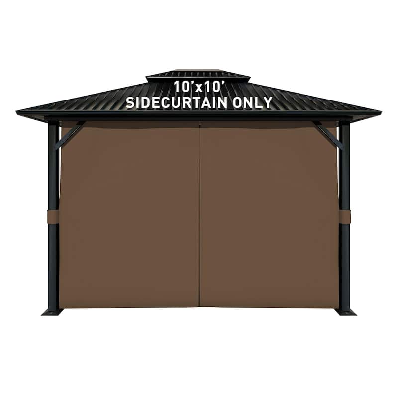 Aoodor 10' x 10' Gazebo Curtain Set，Curtain Only - 10'x10' - Brown