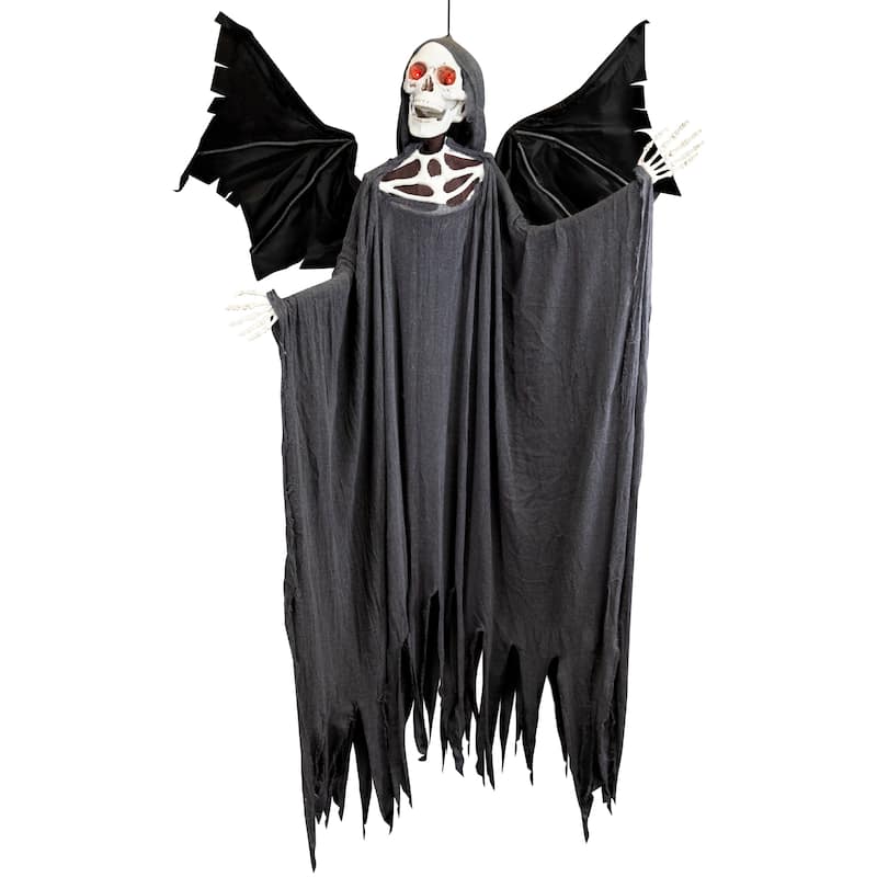 66" Pre-Lit Black & Red Sonic Skeletal Reaper Wings Halloween Decor