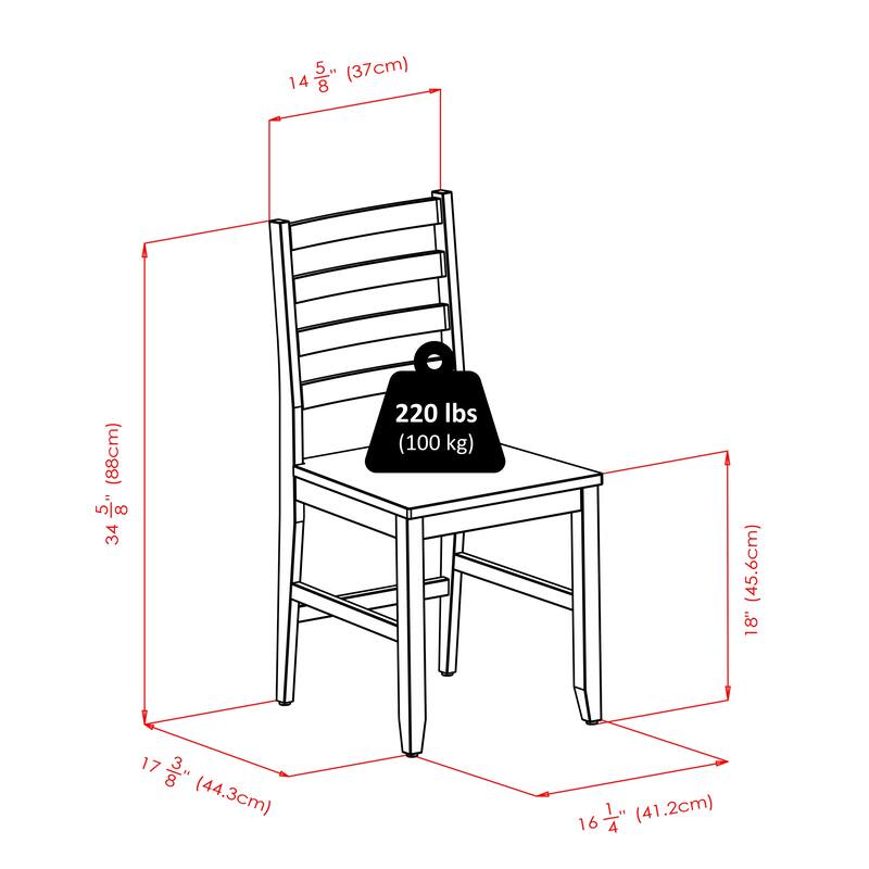 Dawson 3-Pc Drop Leaf Table with Ladder-back Chairs, Walnut