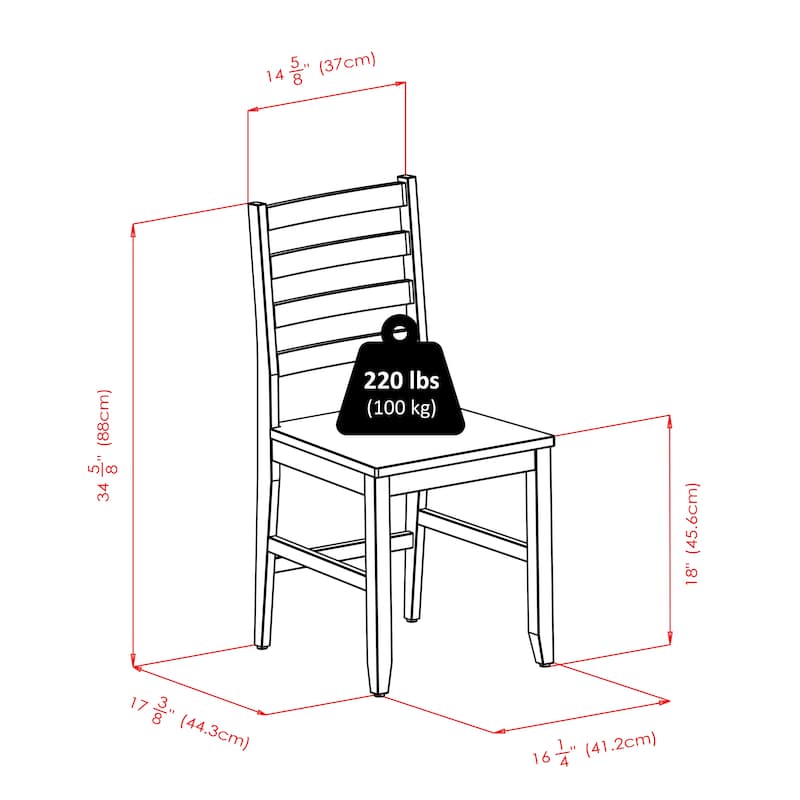 Dawson 5-Pc Drop Leaf Table with Ladder-back Chairs, Walnut
