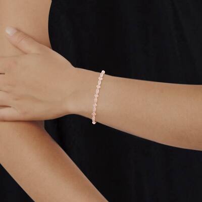 1/8ct TDW Diamond Bolo Bracelet in 10k Rose Gold for Women - Rose gold