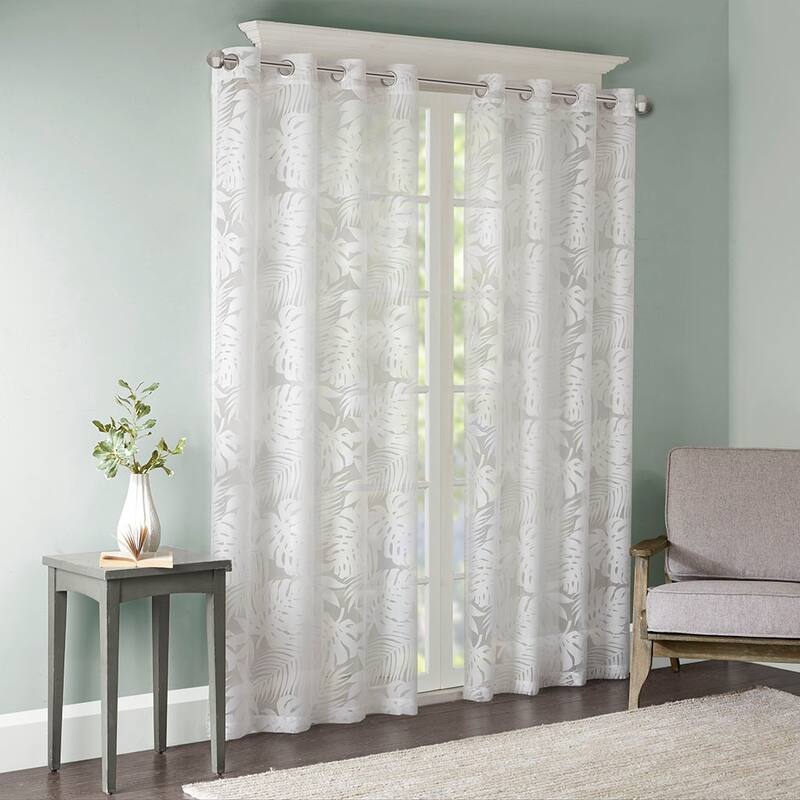 Rossetta 1-Piece Elegant Light and AiryTulle Fabric with Palm Leaf Openwork Pattern Curtain - 50"W x 95"L