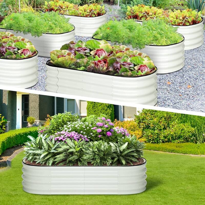 2 Pcs 4.5x2x1ft Galvanized Raised Garden Bed, Planter Box for Vegetables, Flowers, Fruits