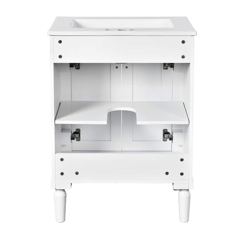 Roomfitters 24" Bathroom Vanity with Sink, 2-Tier Storage Cabinet, Freestanding Single Basin Unit