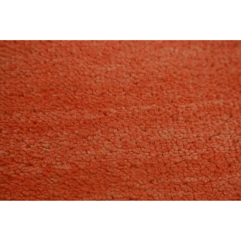 Hand Knotted Oriental 100% Wool Carpet Modern Solid Oranges & Rust Gabbeh Area Rug - 9' 2'' X 6' 0''