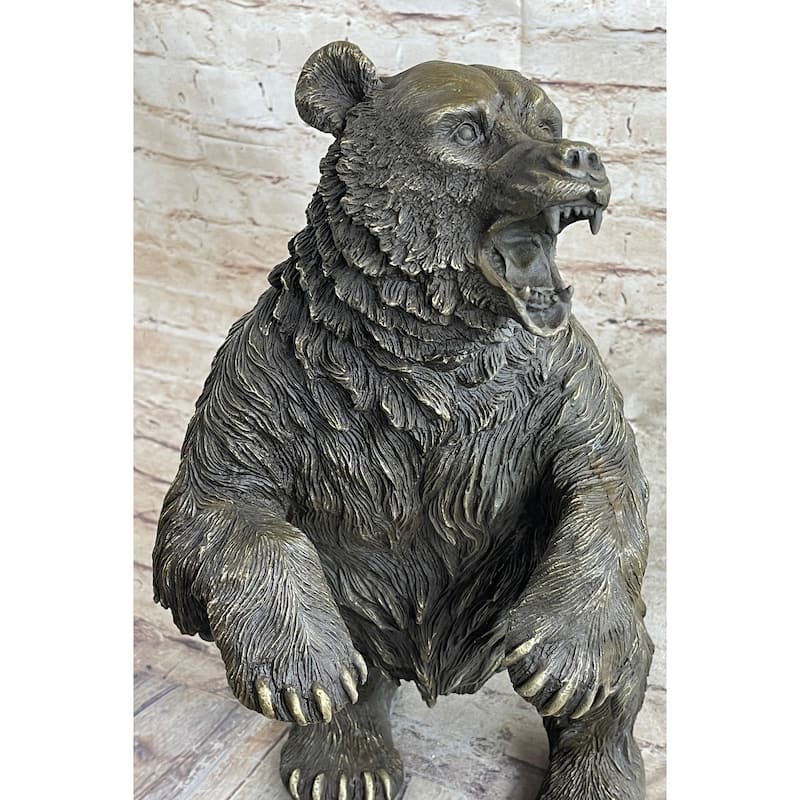 Standing Bear Bronze Metal Statue Sculpture Decor Collectible Figure 17 Inches X 9 Inches