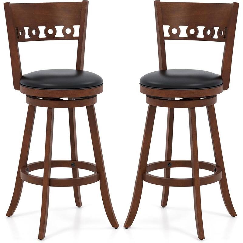 Gymax 4PCS 30.5'' Bar Height Chairs Swivel Bar Stools w/ Rubber Wood