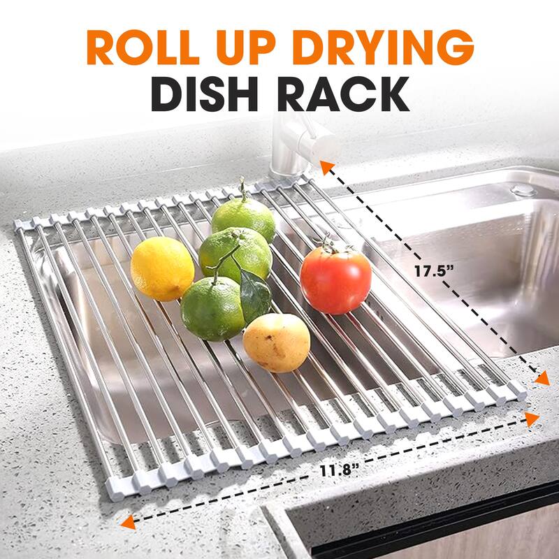Cheer Collection Multipurpose Over The Sink Stainless Steel Drying Rack