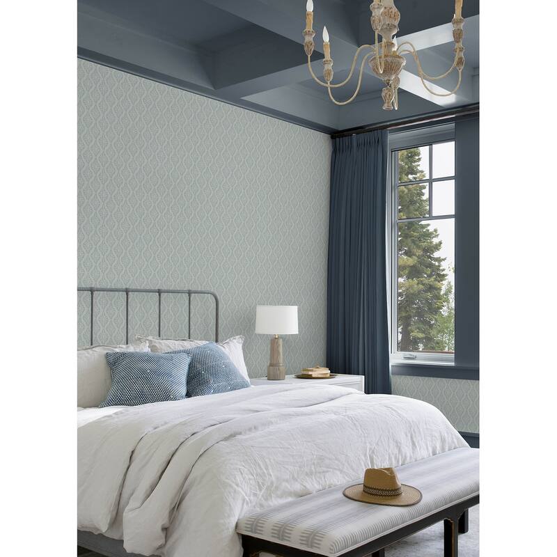 Chris Loves Julia x NuWallpaper Nova Mist Blue Peel and Stick Wallpaper