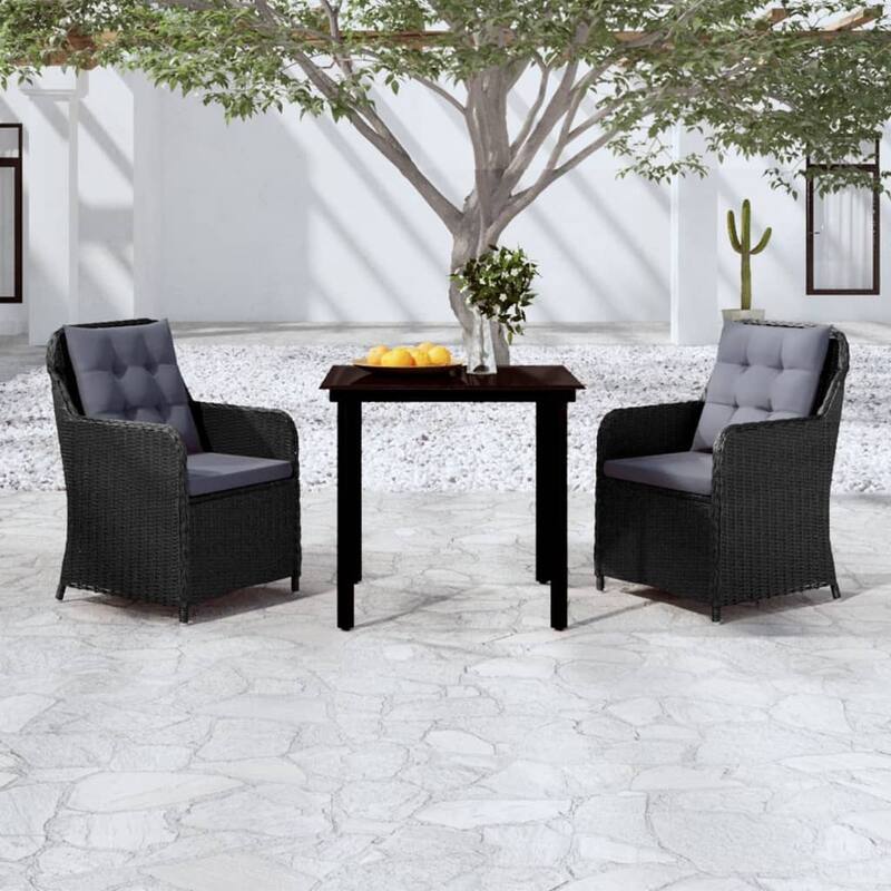 vidaXL Patio Dining Set Outdoor Dining Set Table and Chair Set for Garden - Black 31.5" x 31.5" x 29.1" 3-Piece