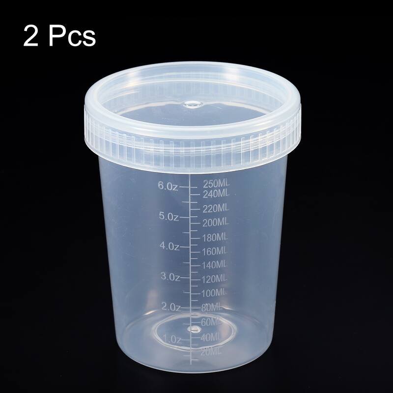 250mL Sample Cups 2Pcs Sample Containers Leak Proof Screw Cap for Lab - Clear, Clear