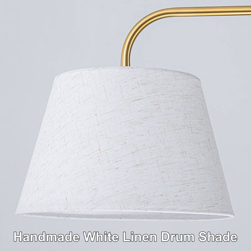 Starsky 3-Light Modern White Linear Drum Fabric Kitchen Island Light