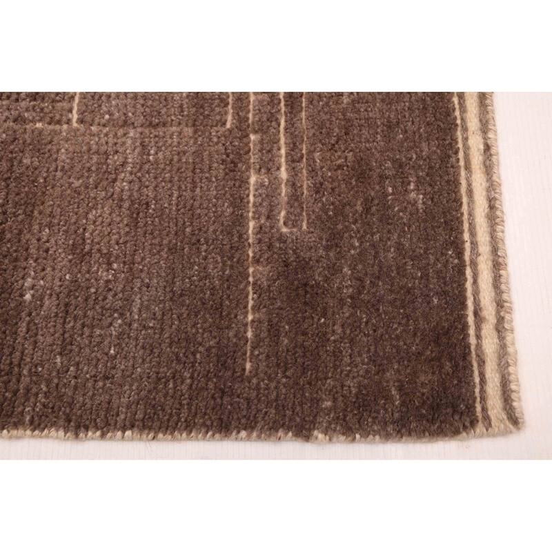 ECARPETGALLERY Hand-knotted Tangier Taupe Wool Rug - 5'2 x 8'2