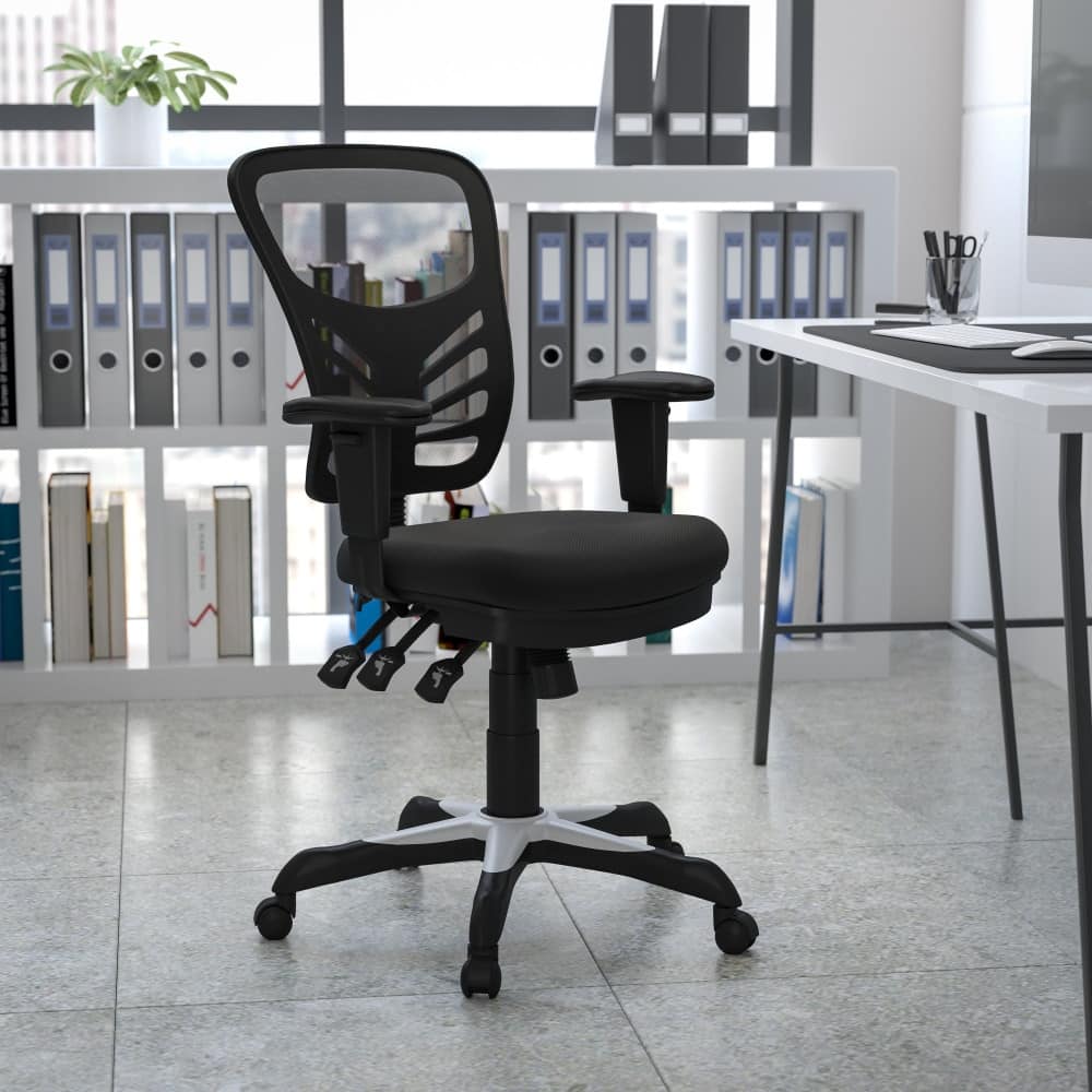 Ergonomic Multifunction Office Chair-Adjustable Arms-4 Pack - 25.5"W x 24.5" - 27"D x 37" - 44.25"H